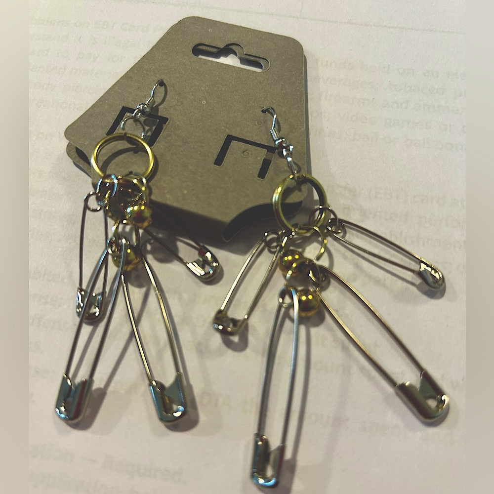 Safety pin people earrings